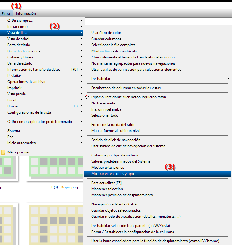 Columna de tipo de archivo para mostrar extensiones y tipos de archivos